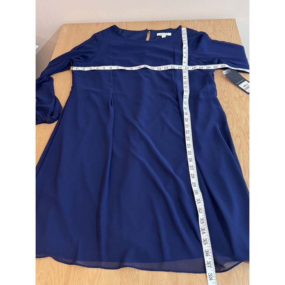 NWT Nine West Sheath Dress Sheer Sleeve Navy Boat Neck Formal Size 12 MSRP $79 - Picture 12 of 12
